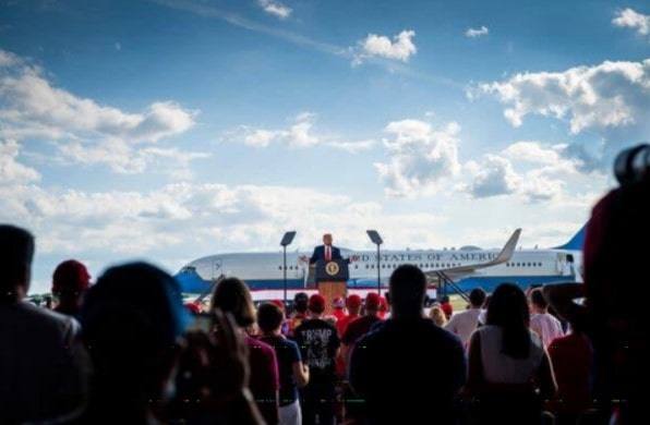 President-Trump-speaking-at-a-campaign-rally-in-Oshkosh-August-2020